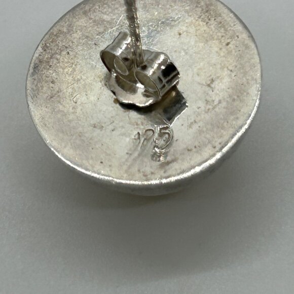 Sterling Silver Stud Earrings Round Lightweight Minimalist Buttin Classic18 mm - Picture 9 of 13